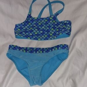 Blue and Green Mermaid Scale Bikini Set From Wonder Nation Size 6-6X